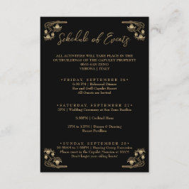 Cartão De Informações Ouro Elegante Art Deco Calendário semanal dos even