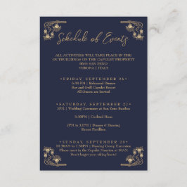 Cartão De Informações Ouro Elegante Art Deco Calendário semanal dos even