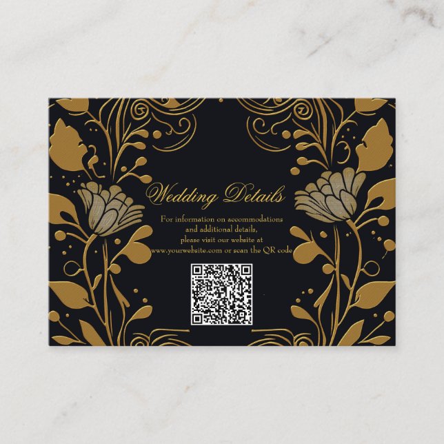 Cartão De Informações Ouro elegante e design preto (Frente)