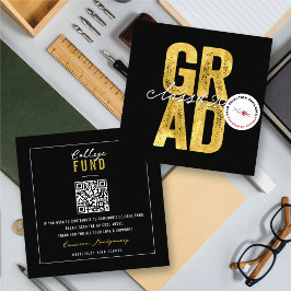 Cartão De Informações Ouro Ousado GRAD Estiloso Fundo de Graduação Unive