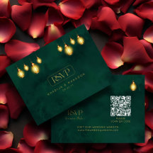 Ouro Real Emerald Verde Luz QR Casamento RSVP