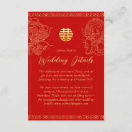 Cartão De Informações Ouro vermelho detalhes do casamento chinês dragão