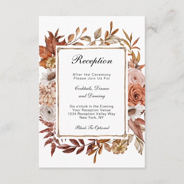 Cartão De Informações outono deixa Recepção de casamento Formal Floral (Frente)