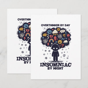 Cartão De Informações Overthinker by day, Insomniac by night