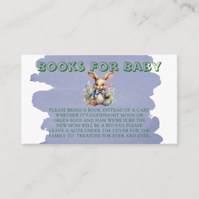 Cartão De Informações Ovos De Coelho Da Páscoa Livros Florais Para Bebê (Frente)
