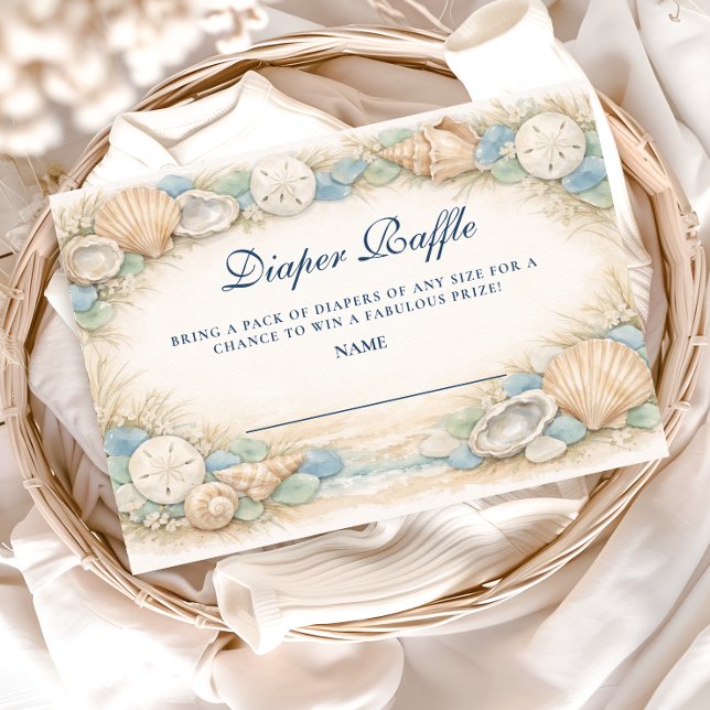 Cartão De Informações Oyster And Starfish Beach Diapper Raffle (Criador carregado)