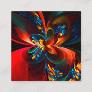 Cartão De Informações Padrão Azul Laranja-Abstrato Floral Moderno #14