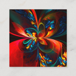 Cartão De Informações Padrão Azul Laranja-Abstrato Floral Moderno #14