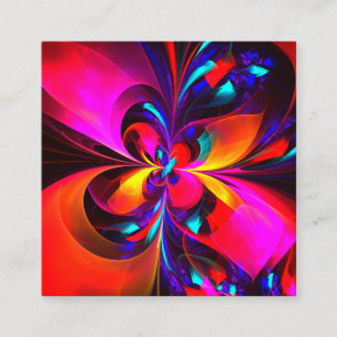 Cartão De Informações Padrão Azul Vermelho Abstrato Floral Moderno #07