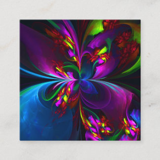Cartão De Informações Padrão Azul Vermelho Abstrato Floral Moderno #15