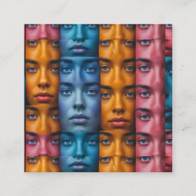 Cartão De Informações Padrão Colorido Faces (Frente)