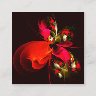 Cartão De Informações Padrão de Abstrato de Arte Vermelha Verde Floral M
