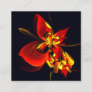 Cartão De Informações Padrão de Arte Abstrata Floral Amarelo Vermelho Mo