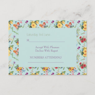 Cartão De Informações Padrão de design de flores amarelas em aquarela &