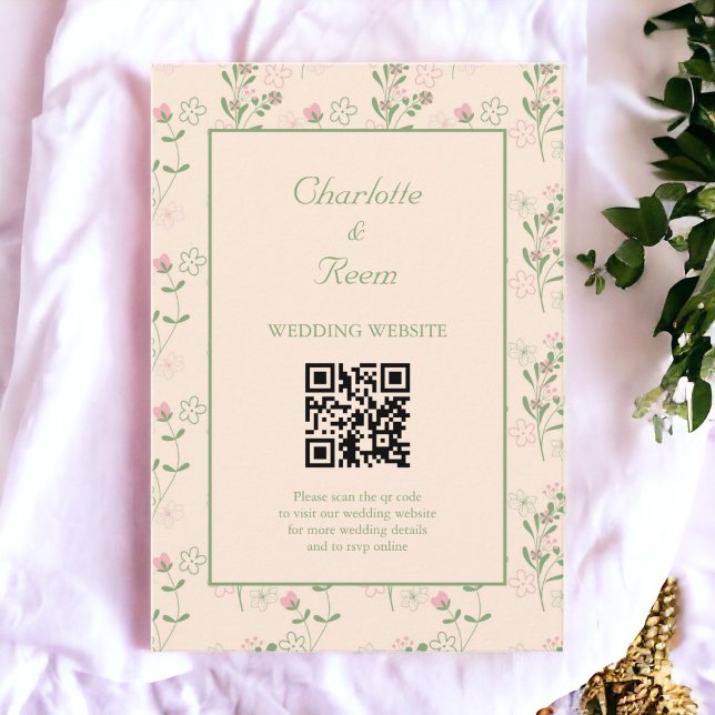 Cartão De Informações Padrão de Flor Verde Rosa Y2K 70s Rosa Verde (Zazzle Pink Green Retro Y2K 70s Flower Pattern Enclosure Card)