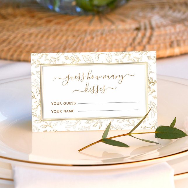 Cartão De Informações Padrão de Folhas Douradas Jogo Adivinhe Quantos Be (Criador carregado)