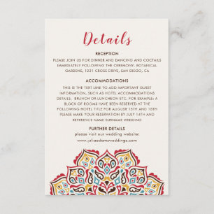 Cartão De Informações Padrão de Mandala Geométrica Clássica Casamento