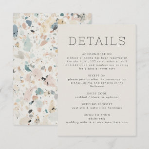Cartão De Informações Padrão de Terrazzo Pastel Moderno Casamento