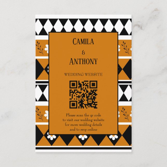 Cartão De Informações Padrão Floral Boho Diamante de Faixa de Borda (Frente)