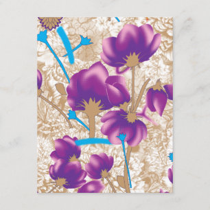 Cartão De Informações Padrão floral vibrante com púrpura e azul f