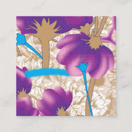 Cartão De Informações Padrão floral vibrante com púrpura e azul f