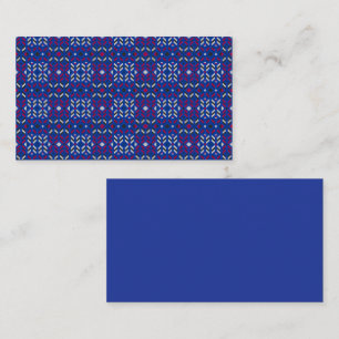 Cartão De Informações Padrão Geométrico Tradicional de Pixel em Azul Esc