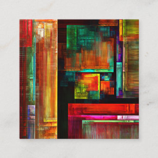 Cartão De Informações Padrão Moderno de Abstrato de Arte Quadrados Color