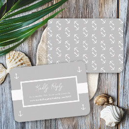 Cartão De Informações Padrão Náutico Branco Cinza Site Casamento RSVP
