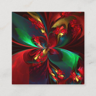 Cartão De Informações Padrão Verde Vermelho Abstrato Floral Moderno #11