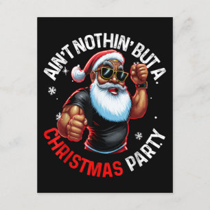 Cartão De Informações Pai Natal Afro-Americano de Natal Pijama