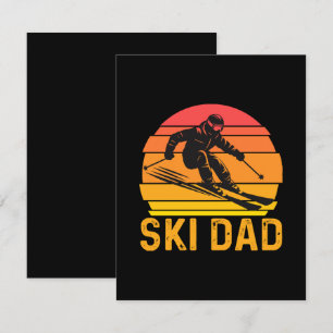 Cartão De Informações pai que esquia