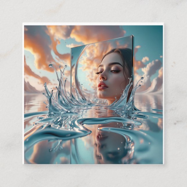 Cartão De Informações painel espelho flutuante sai de um mar calmo (Frente)