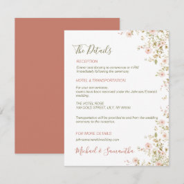 Cartão De Informações País da Rosa Selvagem Casamento