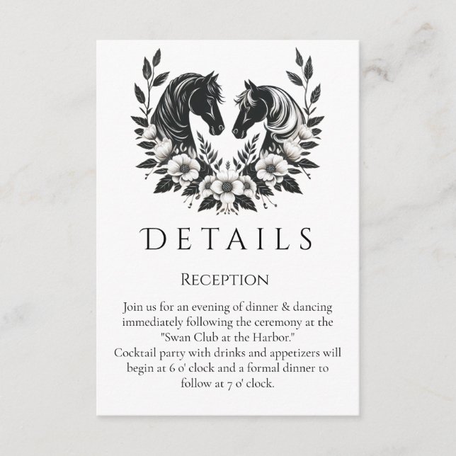 Cartão De Informações País Ocidental - Cavalos e Flores (Frente)