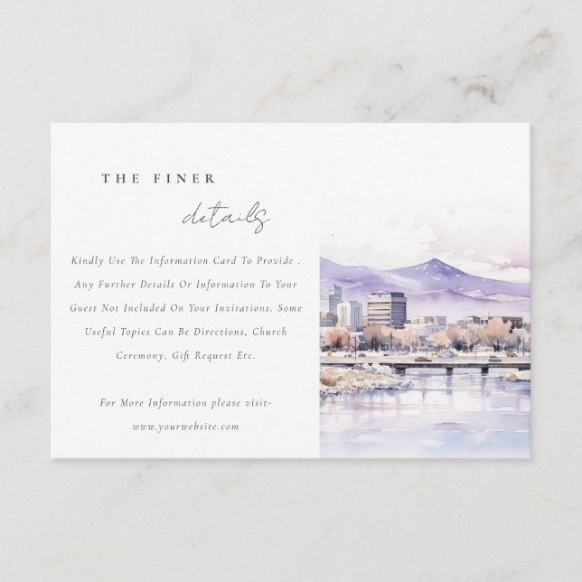 Cartão De Informações Paisagem aquarela de casamento detalhe em Boise, I (Frente)