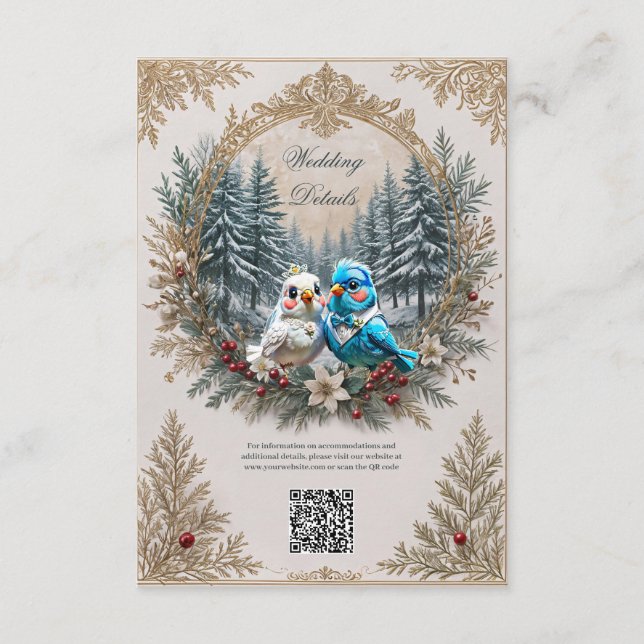 Cartão De Informações Paisagem de inverno com casal de casamento de páss (Frente)