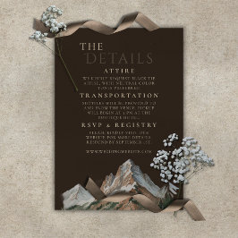 Cartão De Informações Paisagem de Montanha Nevada Rústica Casamento Aqua