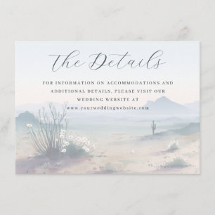 Cartão De Informações Paisagem Desértica Serena em Aquarela Pastel