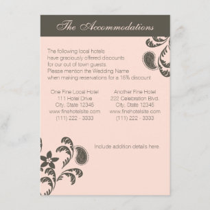 Cartão De Informações Paisley Floral Rosa e Marrom