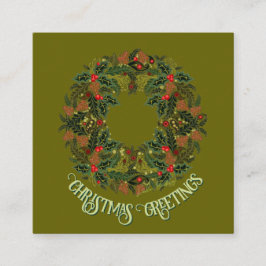 Cartão De Informações Paisley Wreath on Green Enclosure Christmas Card