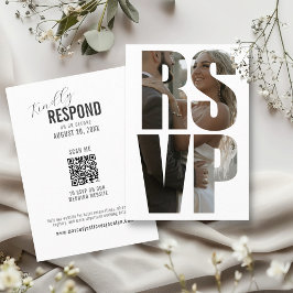 Cartão De Informações Palavras de Foto de RSVP de Casamento Divertidas C