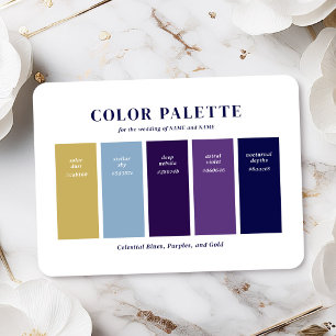 Cartão De Informações Paleta de Cores de Casamento Azul Escuro e Roxo Ce