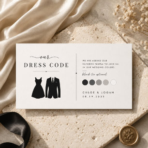 Cartão De Informações Paleta de Cores de Casamento Black Tie Opcional