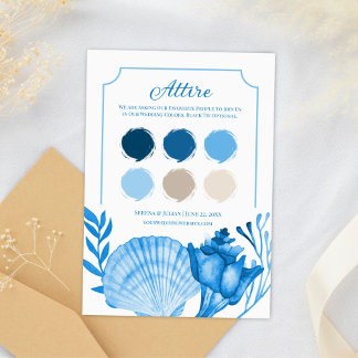 Cartão De Informações Paleta de Cores de Casamento Concha Azul do Mar |