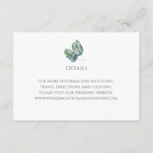 Cartão De Informações Palmas de Aquarela e Casamento com Chata