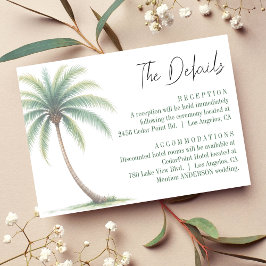 Cartão De Informações Palmeira Ilha Tropical Aquarela Casamento Verde