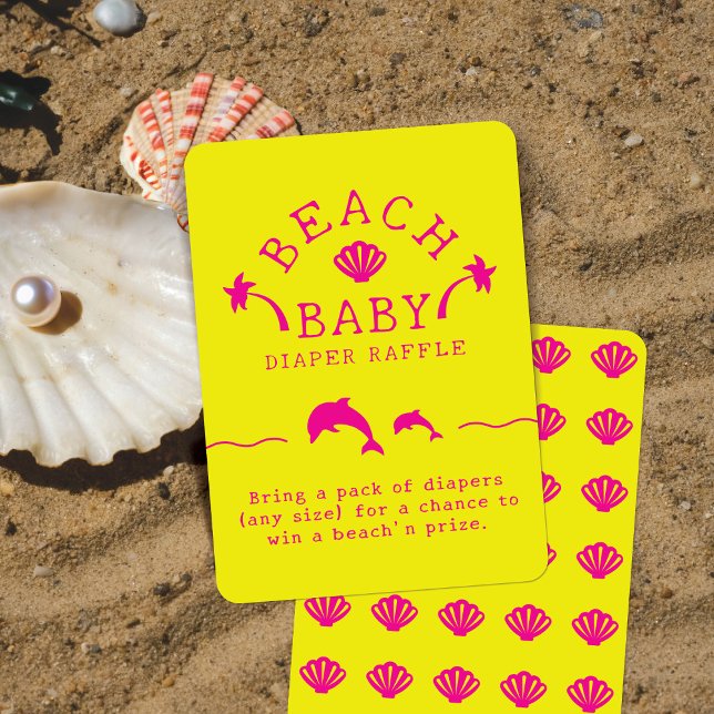 Cartão De Informações Palms & Dolphins Yellow & Pink Beach Baby (Criador carregado)