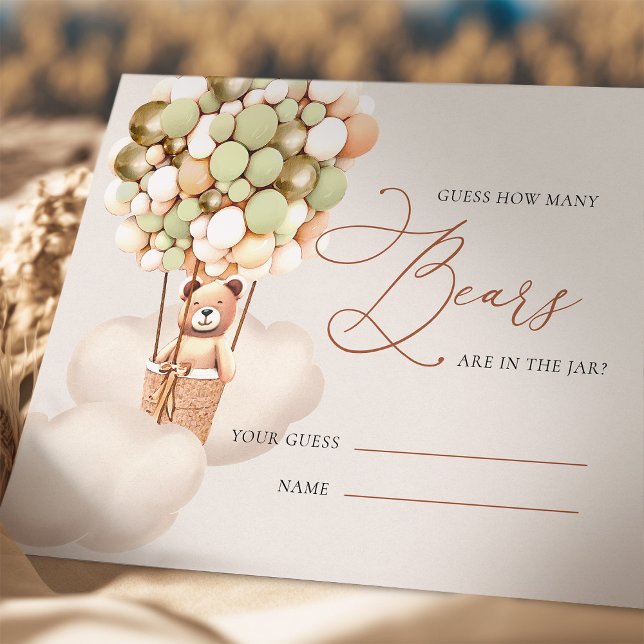 Cartão De Informações Palpites de Ouro Verde Quantos Ursos Balões Bilhet (Criador carregado)