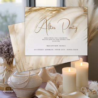 Cartão De Informações Pampas Douradas da Boêmia Elegante Após Festa