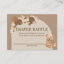 Cartão De Informações Pampas Grass Bear Fralda Raffle